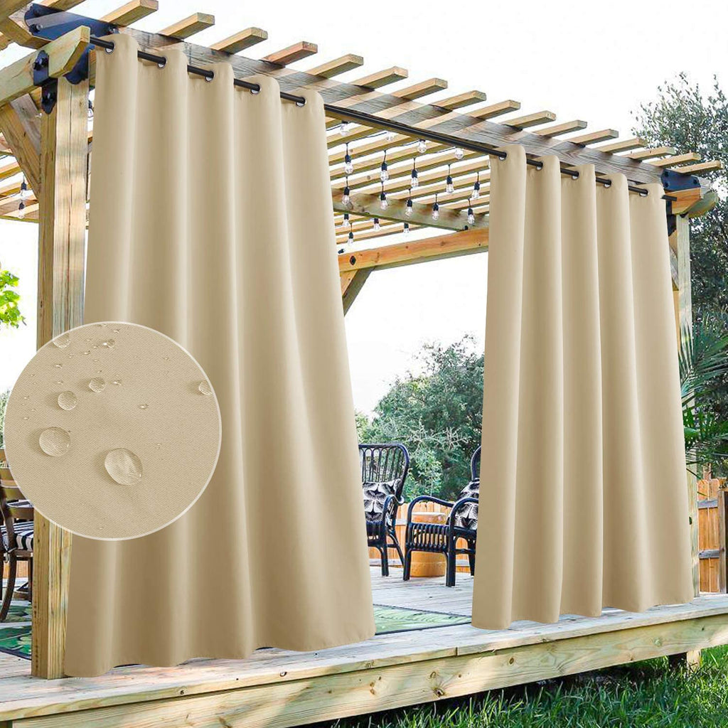 Waterproof Outdoor Curtain Panel with Eyelets, UV Protection