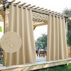 Waterproof Outdoor Patio Curtains with Eyelets, 2 Panels