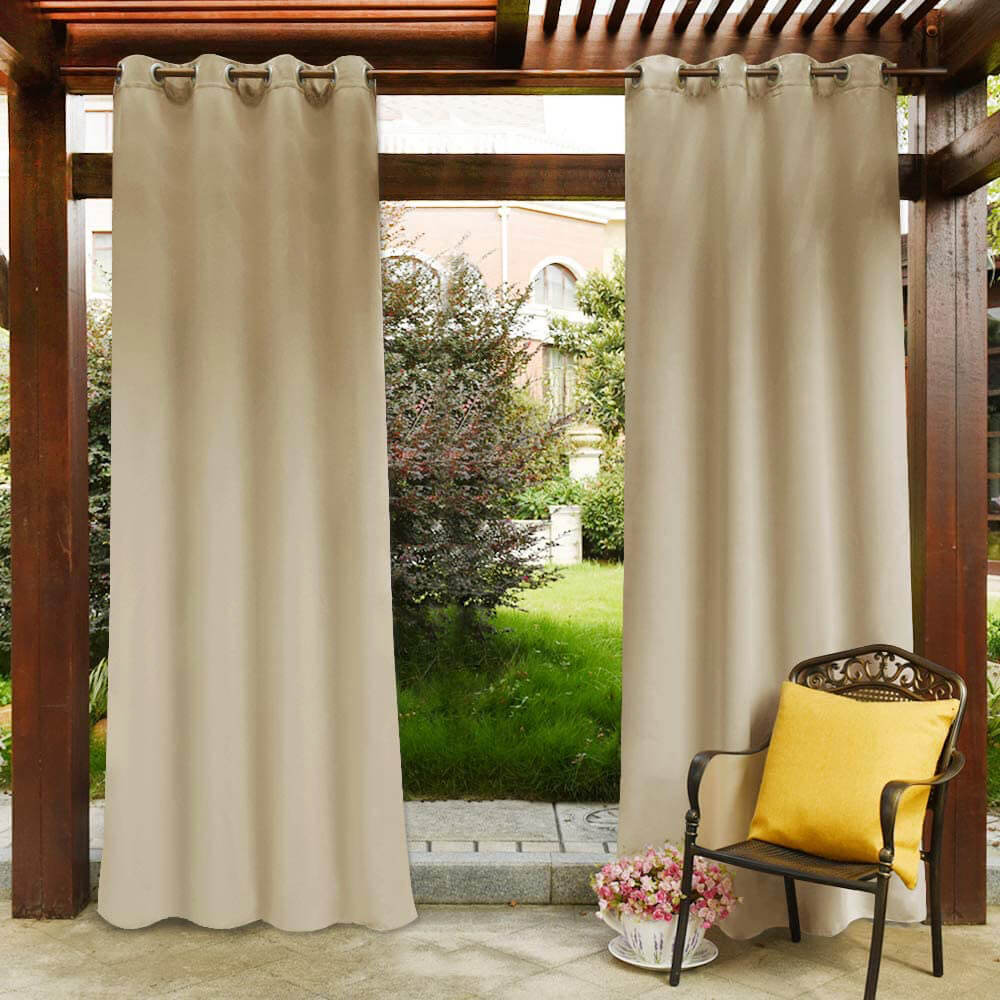 Waterproof Outdoor Patio Curtains with Eyelets, 2 Panels