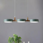Round LED Pendant Light with Wood Details, 77 cm