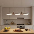 Round LED Pendant Light with Wood Details, 77 cm