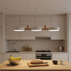 Round LED Pendant Light with Wood Details, 77 cm