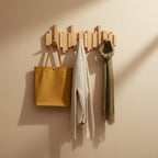 Folding Wall Coat Rack in Solid Wood, Piano Key Design