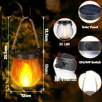 Solar Flame Effect Lantern with 22 LEDs, 25.5 cm, Hemp Rope