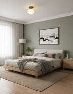 Walnut and Copper Ceiling Light with Opal Glass Globe, 18 cm