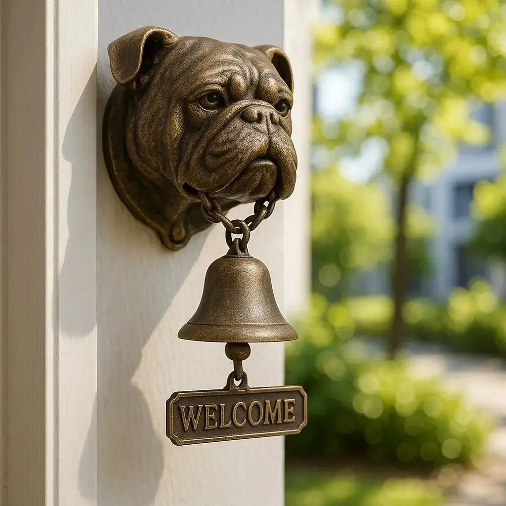 Dog Motif Wall Bell, Antique Bronze Finish, 27x13cm