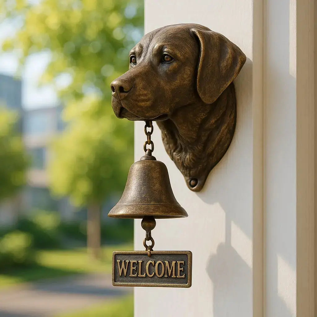 Dog Motif Wall Bell, Antique Bronze Finish, 27x13cm