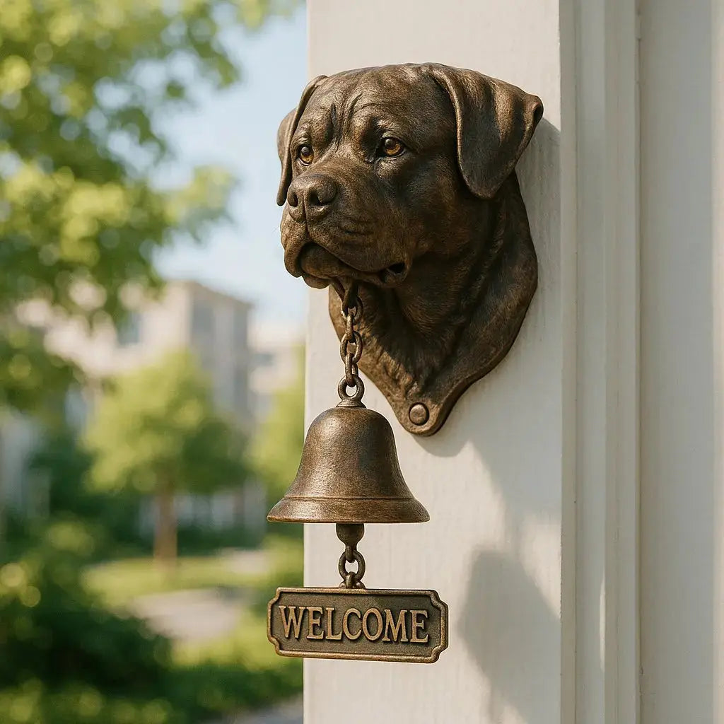 Dog Motif Wall Bell, Antique Bronze Finish, 27x13cm