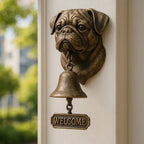 Dog Motif Wall Bell, Antique Bronze Finish, 27x13cm