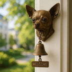 Dog Motif Wall Bell, Antique Bronze Finish, 27x13cm