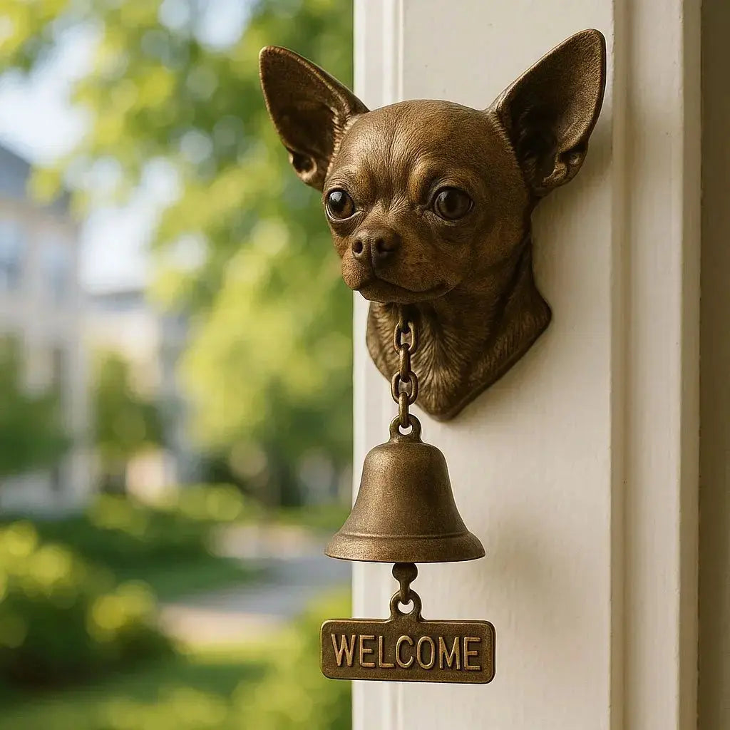 Dog Motif Wall Bell, Antique Bronze Finish, 27x13cm
