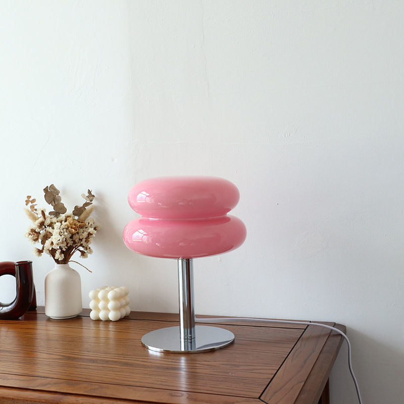 Glass Egg Table Lamp, Dimmable with Rotary Knob, Iron Base