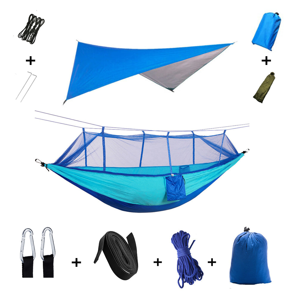 Two-Person Camping Hammock with Rain Fly and Mosquito Net