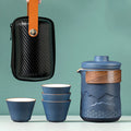 Compact Ceramic Travel Tea Set with Teapot, 4 Cups and Bag