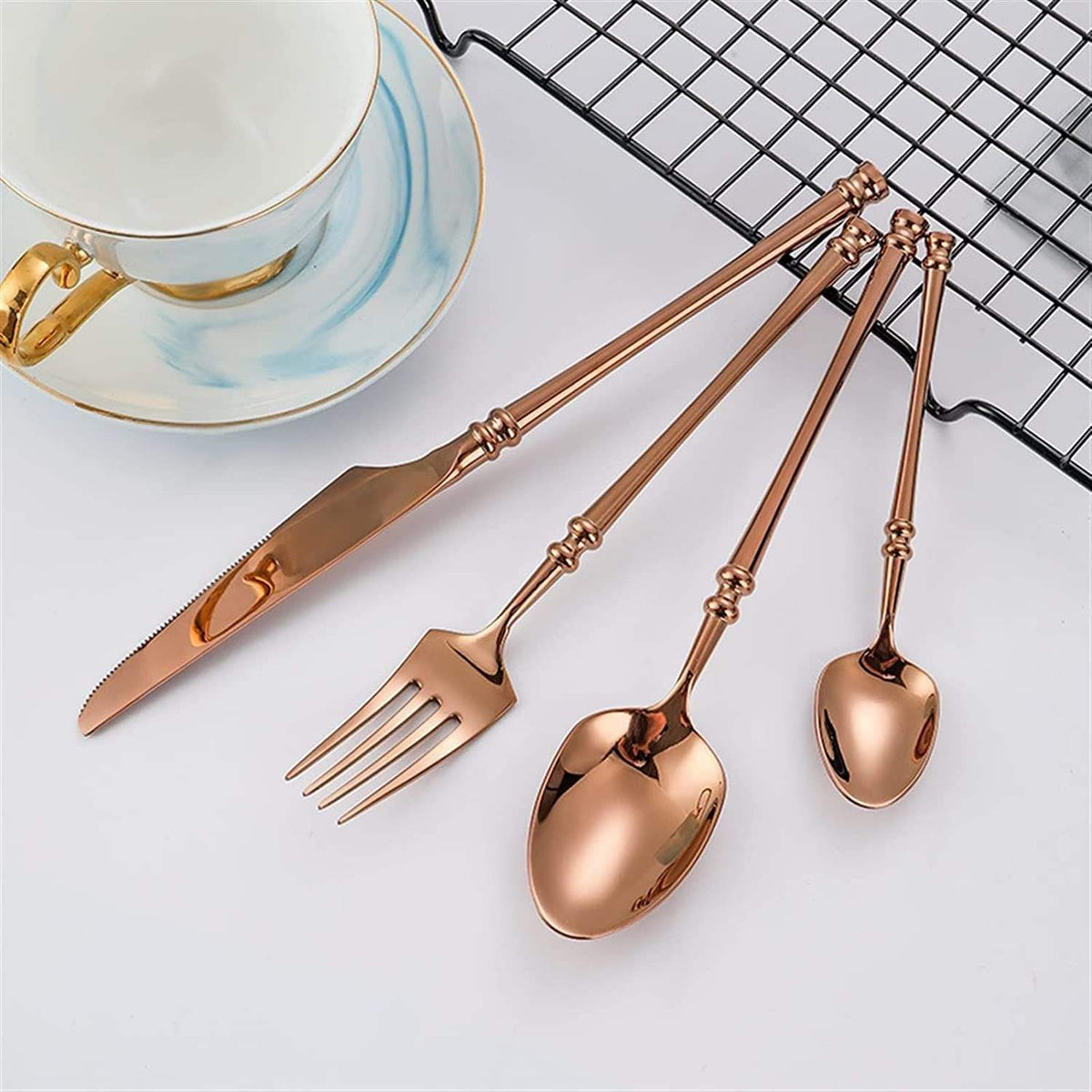 24-Piece Stainless Steel Cutlery Set for Six, Four Finishes