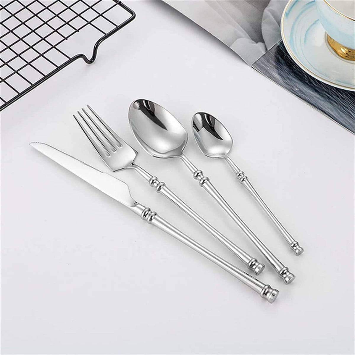 24-Piece Stainless Steel Cutlery Set for Six, Four Finishes