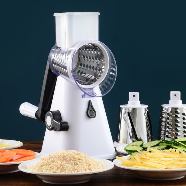 Rotary Grater with 3 Stainless Steel Blades, Dishwasher Safe