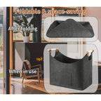 Felt Log Basket 55L with Wooden Handles, Foldable