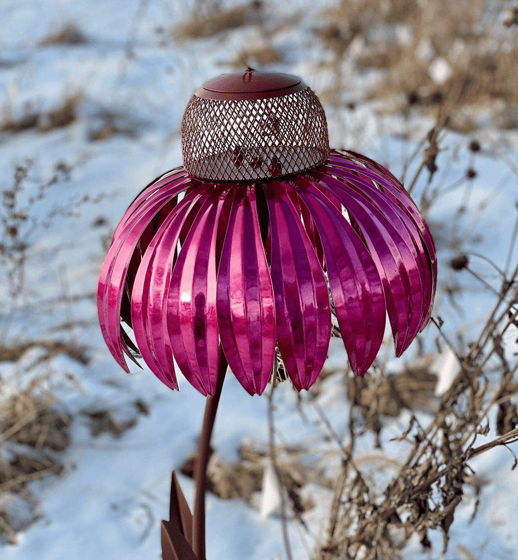 Decorative Metal Bird Feeder on Garden Stake