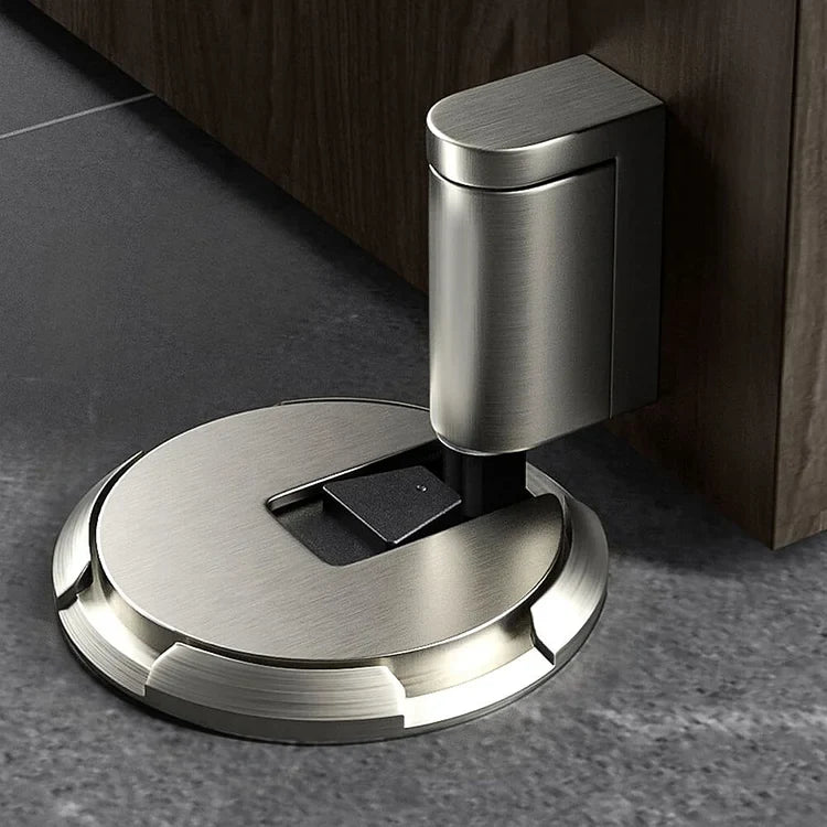 Push-Lock Floor Door Stop in Zinc Alloy, Six Finishes