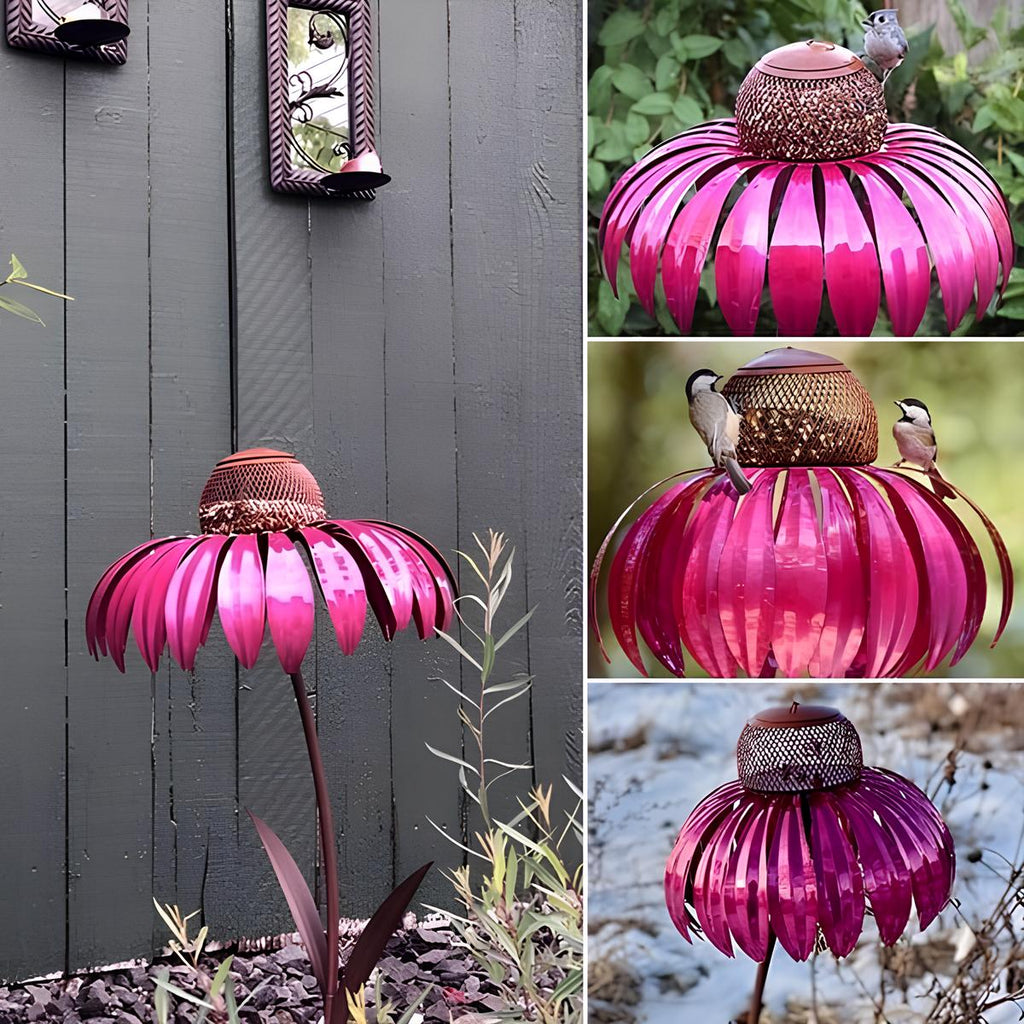 Decorative Metal Bird Feeder on Garden Stake