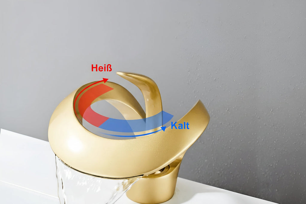 Waterfall Basin Mixer Tap in Brass, Single Lever