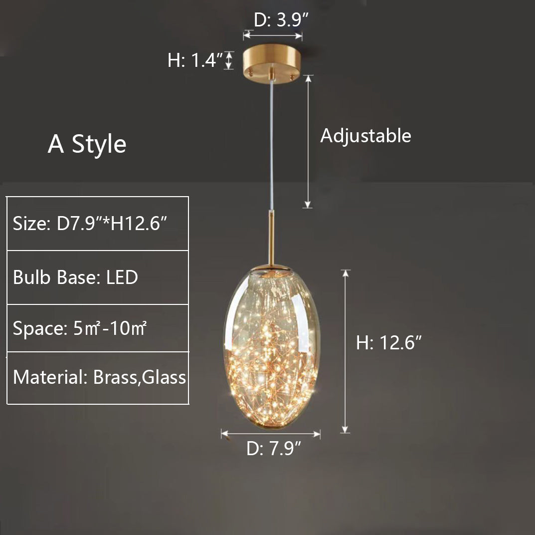 Grey Glass Pendant Chandelier with Starlight Ceiling Effect
