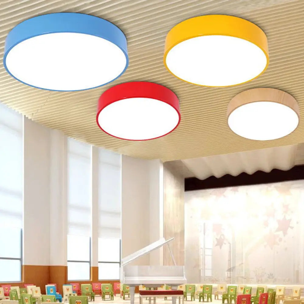 Round Acrylic LED Kids Ceiling Light, Dimmable with Remote
