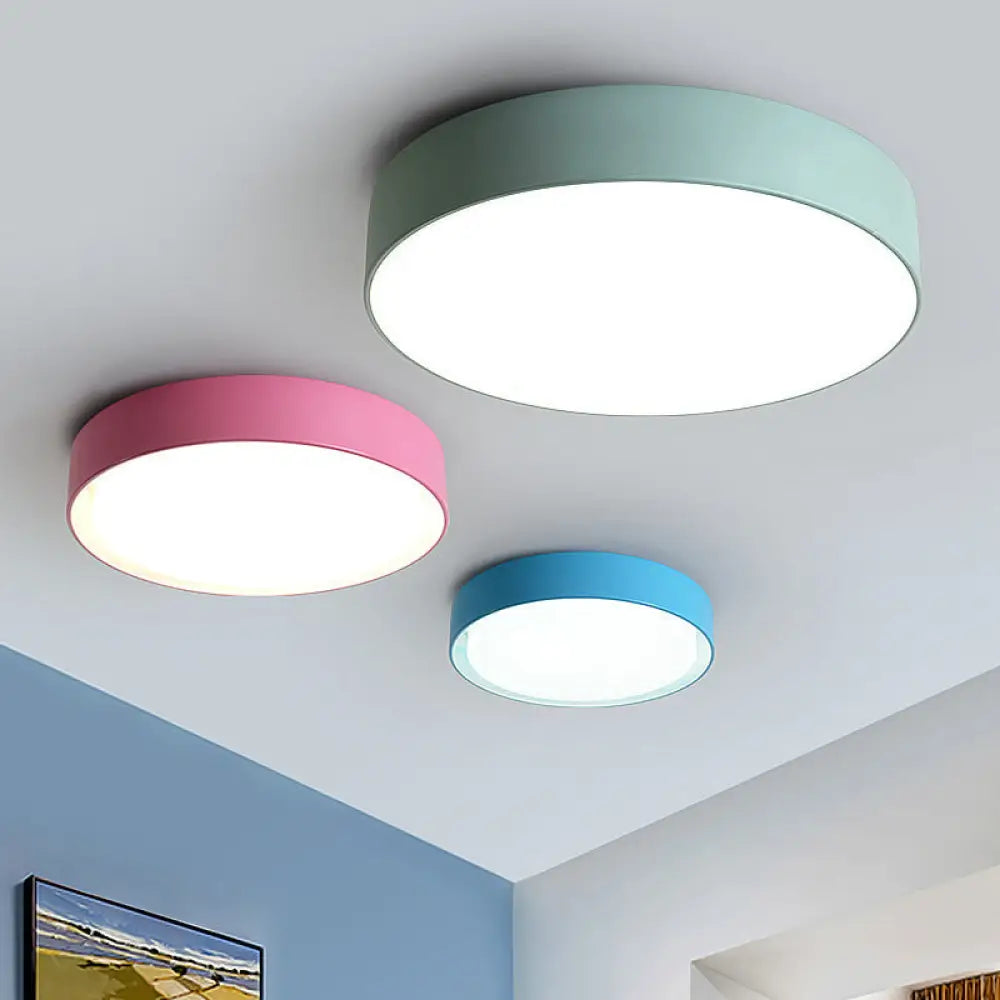 Round Acrylic LED Kids Ceiling Light, Dimmable with Remote