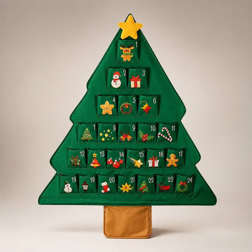 Refillable Fabric Advent Calendar Christmas Tree, 24 Pockets