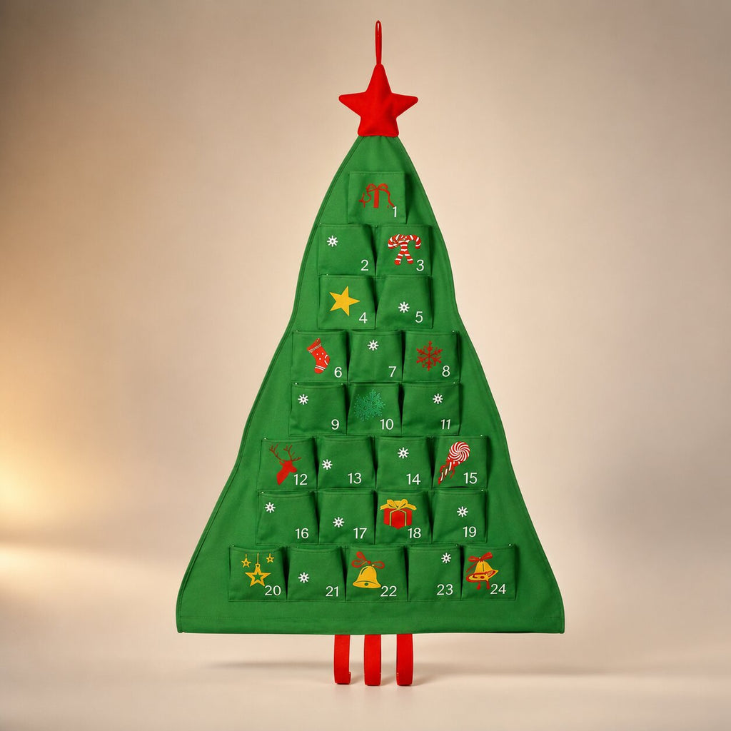 Refillable Fabric Advent Calendar Christmas Tree, 24 Pockets