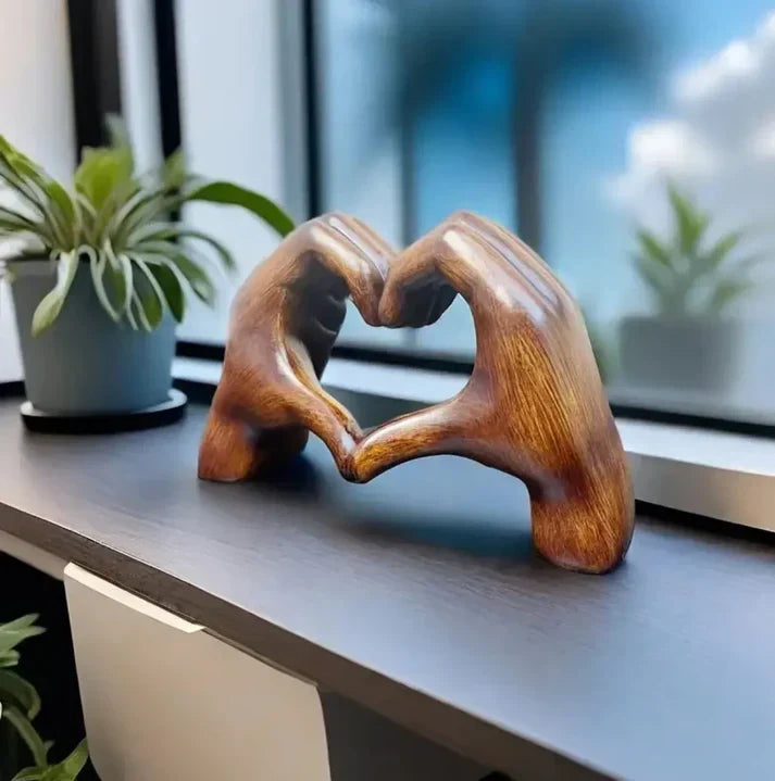 Handmade Wooden Heart Ornament, Carved Love Symbol Decor