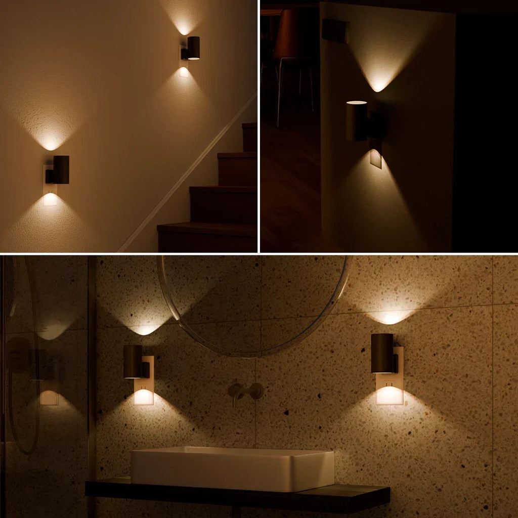 Plug-In Stair Night Light with Dusk Sensor, Dimmable 3000K