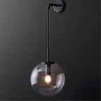 Glass Globe Wall Light, Industrial Aluminium Arm, E27