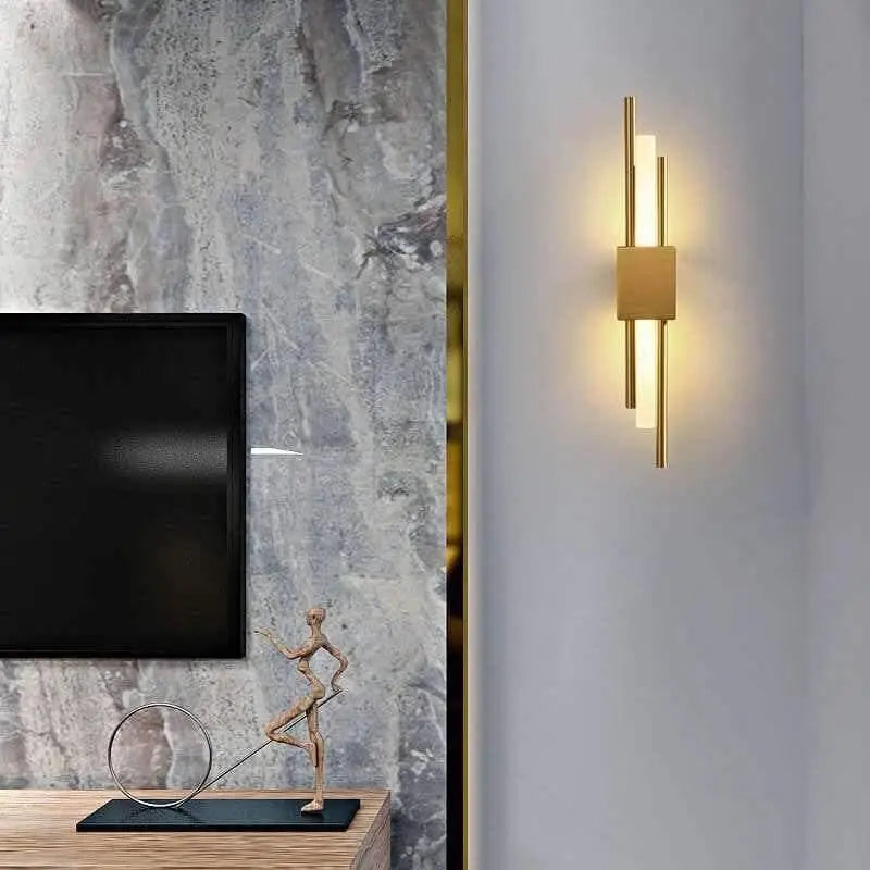 Gold Wall Light, Slim Aluminium, Integrated LED, 3000 K