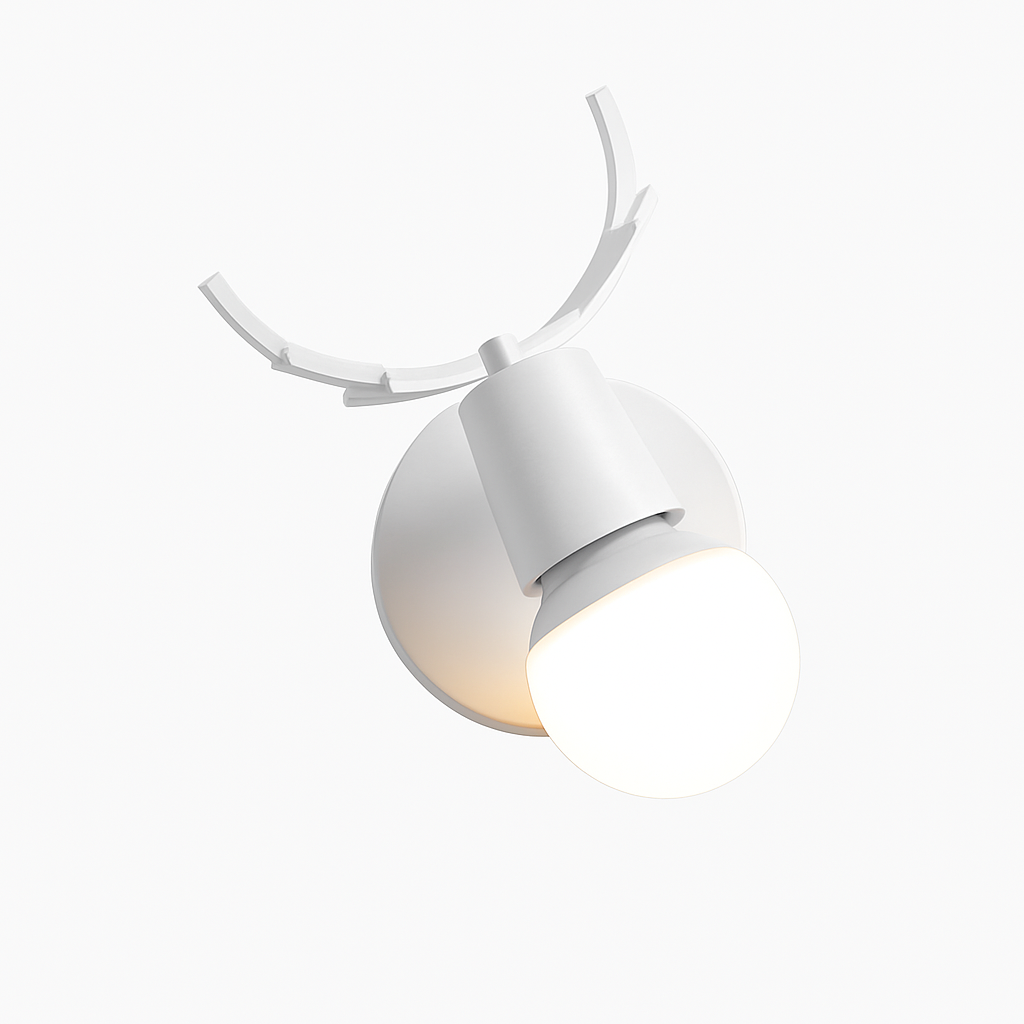Stag Antler Wall Light in Metal and Wood, E27