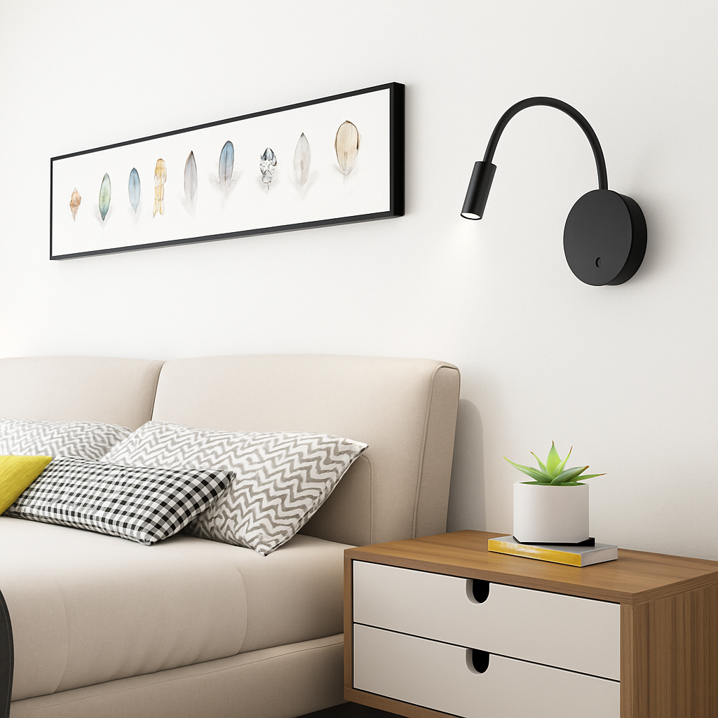 Flexible LED Wall Reading Light, Rechargeable, Black or White