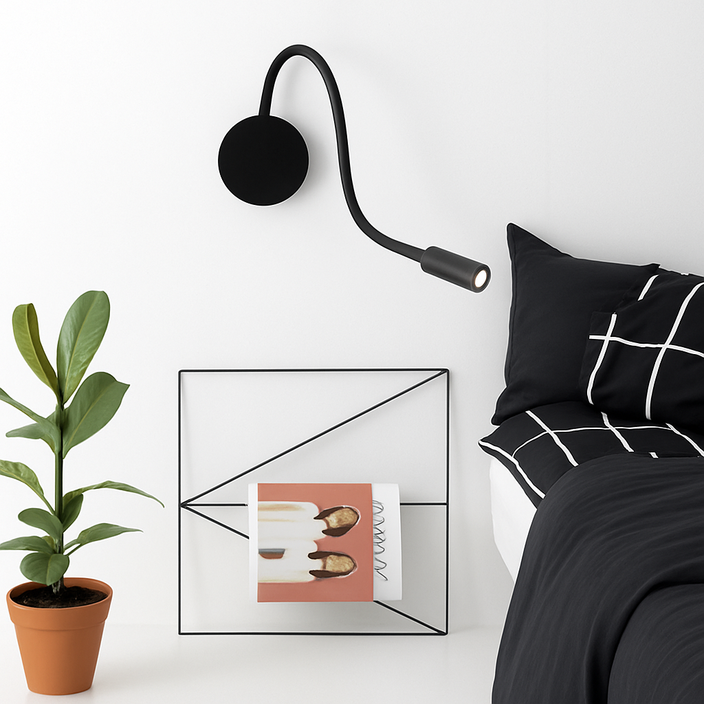Flexible LED Wall Reading Light, Rechargeable, Black or White