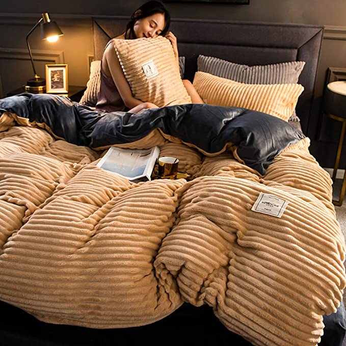 Ribbed Fleece Duvet Cover Set, Warm Winter Bedding