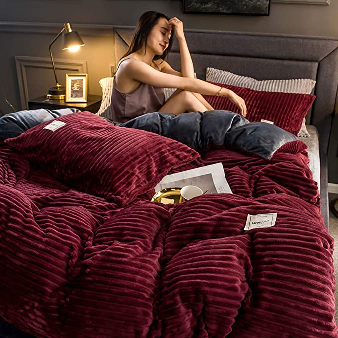 Ribbed Fleece Duvet Cover Set, Warm Winter Bedding