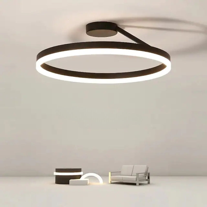 LED Ring Ceiling Light 50cm, Dimmable, in Metal and Acrylic