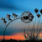 Metal Fairy with Dandelion Garden Ornament, Weather-Resistant