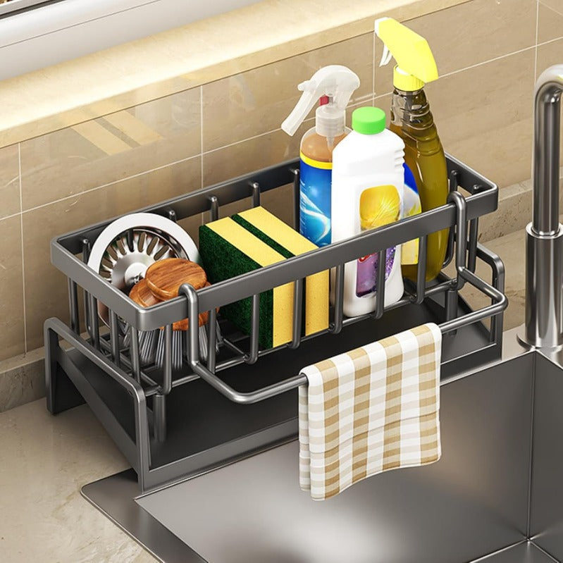 Stainless Steel Sink Organiser with Drainage and Towel Rail