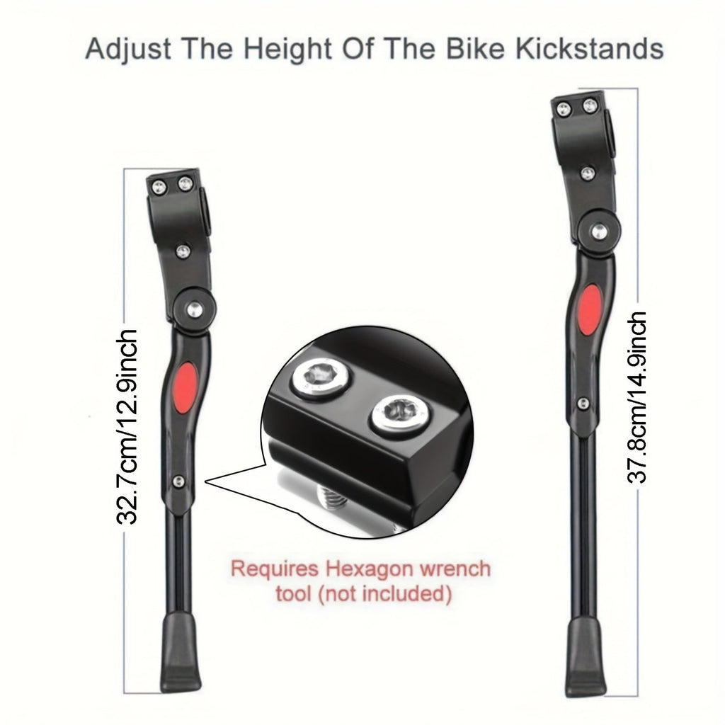 Adjustable Aluminium Bike Kickstand, Black, Universal Fit
