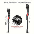 Adjustable Aluminium Bike Kickstand, Black, Universal Fit