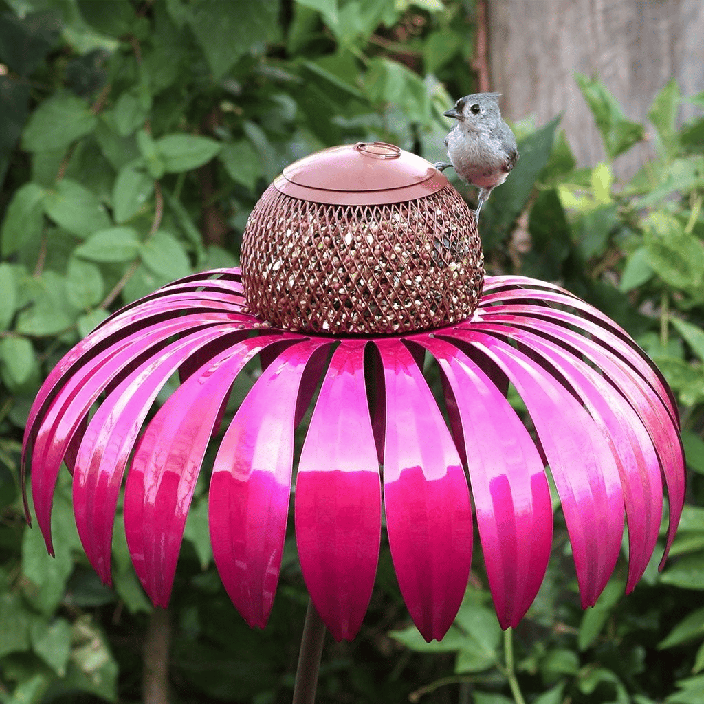 Decorative Metal Bird Feeder on Garden Stake
