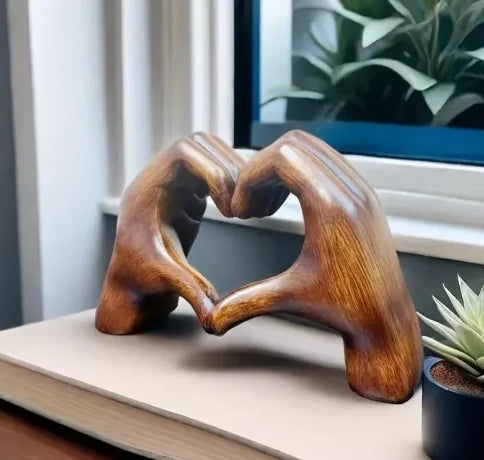 Handmade Wooden Heart Ornament, Carved Love Symbol Decor