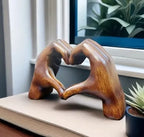 Handmade Wooden Heart Ornament, Carved Love Symbol Decor