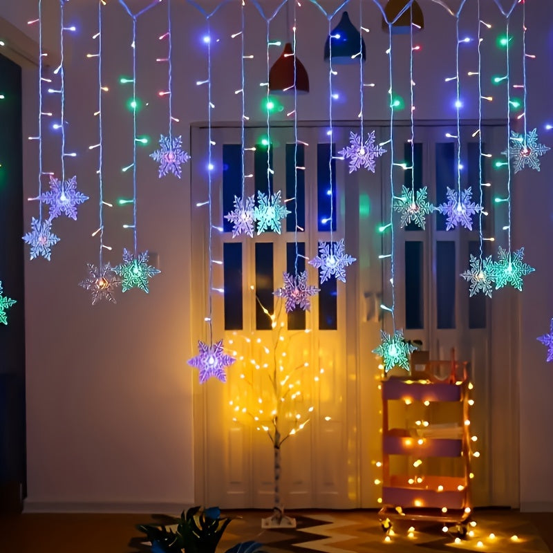 USB Snowflake String Lights 4m, Warm White or Multicolour