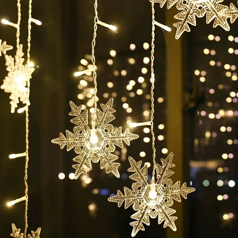 USB Snowflake String Lights 4m, Warm White or Multicolour